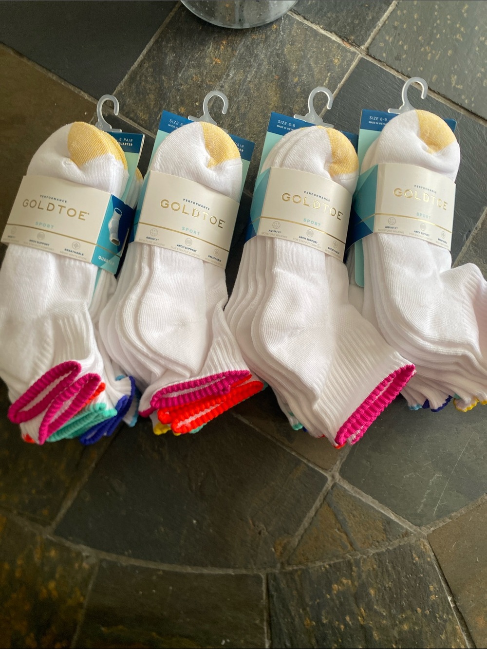 Gold Toe Women's White No-Show Socks with Yellow Toe (4-Pack) Bundle